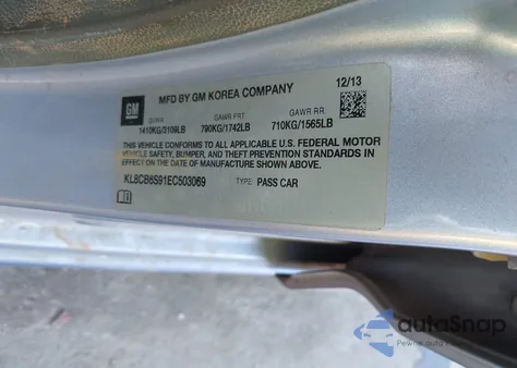 2014 Chevrolet Spark Ls from USA, damaged, VIN KL8CB6S91EC503069